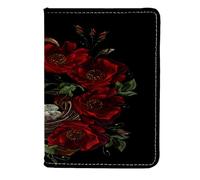 VAPOKF Funda de piel con diseño de nido de cuervo gótico y rosa roja para pasaporte, 11,5 x 16,5 cm, multicolor, 11.5x16.5cm/4.5x6.5 in, Vintage