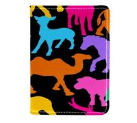 VAPOKF Funda de piel con diseño de silueta de animales salvajes para pasaporte, 11,5 x 16,5 cm, multicolor, 11.5x16.5cm/4.5x6.5 in, Vintage
