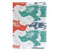 VAPOKF Funda de piel con diseño de silueta de rinoceronte de África para pasaporte, 11,5 x 16,5 cm, multicolor, 11.5x16.5cm/4.5x6.5 in, Vintage