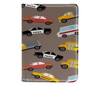 VAPOKF Funda de piel con tarjetero para coche de policía, autobús escolar, taxi, taxi, 11,5 x 16,5 cm, multicolor, 11.5x16.5cm/4.5x6.5 in, Vintage