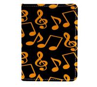 VAPOKF Funda de piel para pasaporte, billetera de viaje con notas musicales y claves, 11,5 x 16,5 cm, color amarillo, multicolor, 11.5x16.5cm/4.5x6.5 in, Vintage