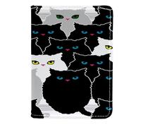 VAPOKF Funda de piel para pasaporte con diseño de gatos blancos y negros sin costuras, 11,5 x 16,5 cm, multicolor, 11.5x16.5cm/4.5x6.5 in, Vintage