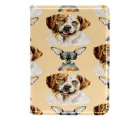 VAPOKF Funda de piel para pasaporte de perro Chihuahua y Golden Retriever, 11,5 x 16,5 cm, multicolor, 11.5x16.5cm/4.5x6.5 in, Vintage