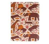 VAPOKF Funda de piel para pasaporte, diseño de animales salvajes africanos, león, elefante, jirafa, 11,5 x 16,5 cm, multicolor, 11.5x16.5cm/4.5x6.5 in, Vintage