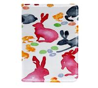 VAPOKF Funda de piel para pasaporte, diseño de conejo y huevos de gallina de Pascua, 11,5 x 16,5 cm, multicolor, 11.5x16.5cm/4.5x6.5 in, Vintage