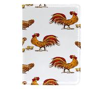 VAPOKF Funda de piel para pasaporte, diseño de gallina y sus pollitos, 11,5 x 16,5 cm, multicolor, 11.5x16.5cm/4.5x6.5 in, Vintage