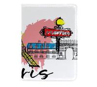 VAPOKF Funda de piel para pasaporte, diseño de Torre Eiffel y edificios de la ciudad de París, 11,5 x 16,5 cm, multicolor, 11.5x16.5cm/4.5x6.5 in, Vintage