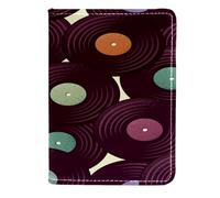 VAPOKF Funda de piel para tarjetas de viaje con diseño retro de vinilo sin costuras, 11,5 x 16,5 cm, multicolor, 11.5x16.5cm/4.5x6.5 in, Vintage