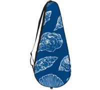 VAPOKF Funda para raqueta de tenis, con patrón de caracolas de mar en azul, para raqueta de tenis, con capacidad para hasta 2 raquetas