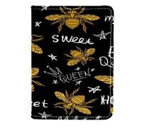 VAPOKF Golden Bee and Crown - Funda de piel para pasaporte, 11,5 x 16,5 cm, multicolor, 11.5x16.5cm/4.5x6.5 in, Vintage