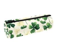 VAPOKF Green Clover - Estuche de piel sintética para lápices, monedero, cosméticos, maquillaje, papelería, escuela, oficina, almacenamiento