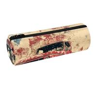 VAPOKF Grunge - Estuche de piel con diseño de coche monstruoso rojo para lápices, monedero, cosméticos, bolsa de maquillaje para estudiantes, papelería, escuela, oficina