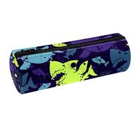 VAPOKF Grunge Sharks and Fishes - Estuche de piel para lápices, monedero, bolsa de maquillaje para estudiantes, papelería, escuela, oficina, almacenamiento, multicolor, 20x6.3cm/7.9x2.5in, Estuche