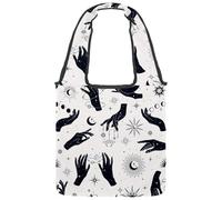 VAPOKF Hands Planets Constellations Sun and Moons - Bolsa de lona para mujer, bolsa de hombro grande reutilizable para escuela, trabajo, oficina, viajes, compras, casual