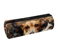 VAPOKF Happy Cats and Dogs - Estuche de piel para lápices, monedero, cosméticos, maquillaje, papelería, escuela, oficina, almacenamiento