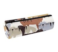 VAPOKF Happy Cats - Estuche de piel sintética para lápices, organizador de papelería para estudiantes, bolsa de maquillaje para mujeres, niñas, niños, suministros escolares y de oficina, multicolor