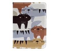 VAPOKF Happy Cats - Funda de piel para pasaporte, 11,5 x 16,5 cm, multicolor, 11.5x16.5cm/4.5x6.5 in, Vintage