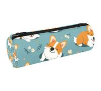 VAPOKF Happy Corgi Dogs - Estuche de lona para lápices, monedero, bolsa de maquillaje para estudiantes, papelería, escuela, oficina, multicolor, 20x6.3cm/7.9x2.5in, Estuches