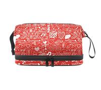 VAPOKF Happy Love Heart Elements - Neceser de viaje para mujeres y niñas, bolsa organizadora de maquillaje con compartimento para brochas, Multicolor 1, 27x15x14 cm/10.6x5.9x5.5 in, Estuche de belleza