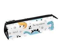 VAPOKF Hello Happy Dinosaur Pen Bag Bolsa de papelería Bolsa de lápices Bolsa de cosméticos Bolsa compacta con cremallera, multicolor, 5.5 ×6 ×20CM/2.2x2.4x7.9 in, Organizador de bolsas