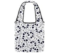 VAPOKF Hello Panda - Bolsas de lona con diseño de panda para mujer, bolsa de hombro grande reutilizable para escuela, trabajo, oficina, viajes, compras, casual
