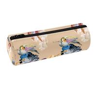 VAPOKF Hermoso estuche de piel con diseño de ángeles con alas para lápices, monedero, bolsa de maquillaje para estudiantes, papelería, escuela, oficina, almacenamiento, multicolor, 20x6.3cm/7.9x2.5in,