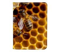 VAPOKF Honey Bee on The Honeycomb - Funda de piel para pasaporte, 11,5 x 16,5 cm, multicolor, 11.5x16.5cm/4.5x6.5 in, Vintage