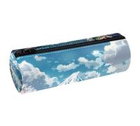 VAPOKF Japan Mount Fuji House Street - Estuche de cuero para lápices, monedero, cosméticos, maquillaje, papelería, escuela, oficina, almacenamiento, multicolor, 20x6.3cm/7.9x2.5in, Estuche para