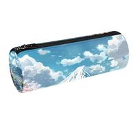 VAPOKF Japan Mount Fuji House Street - Estuche de lona para lápices, monedero, cosméticos, maquillaje, para estudiantes, papelería, escuela, oficina, almacenamiento, multicolor, 20x6.3cm/7.9x2.5in,