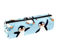 VAPOKF Joyful Penguins - Estuche de piel sintética para lápices, organizador de papelería para estudiantes, bolsa de maquillaje para mujeres, niñas, niños, suministros escolares y de oficina