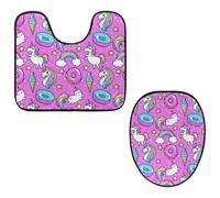 VAPOKF Juego de 2 alfombras de baño con pedestal, alfombrilla de contorno en forma de U y cubierta de tapa de inodoro, alfombrilla de baño de franela suave antideslizante, funda para asiento de