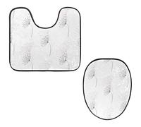 VAPOKF Juego de 2 alfombras de baño con pedestal, alfombrilla de contorno en forma de U y cubierta de tapa de inodoro, funda de asiento de baño de franela suave antideslizante, patrón de ramo floral