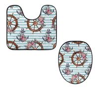 VAPOKF Juego de 2 alfombras de baño con pedestal, alfombrilla de contorno en forma de U y cubierta de tapa de inodoro, alfombrilla de baño de franela suave antideslizante, funda para asiento de