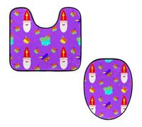 VAPOKF Juego de 2 alfombras de baño con pedestal, alfombrilla de contorno en forma de U y cubierta de tapa de inodoro, funda de asiento de inodoro de franela suave antideslizante, lindos piratas de