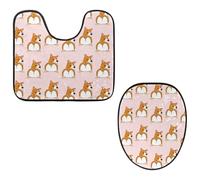VAPOKF Juego de 2 alfombras de baño de pedestal, alfombrilla de contorno en forma de U y cubierta de tapa de inodoro, alfombrilla de baño de franela suave antideslizante, funda para asiento de inodoro