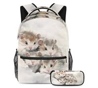 VAPOKF Juego de mochila escolar con diseño de hámsters Play in The Snow para adolescentes, niñas y niños, mochila para estudiantes, mochila con estuche para lápices para primaria, secundaria