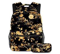 VAPOKF Juego de mochila escolar de lujo con diseño de flor de cerezo para adolescentes y niños, mochila con estuche para lápices para primaria, secundaria, secundaria y secundaria