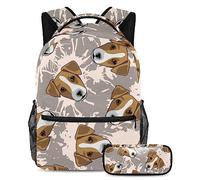 VAPOKF Juego de mochila escolar para adolescentes y niñas, mochila con estuche para lápices para la escuela, perro Jack Russel en pintura Splash, multicolor, Talla única, Juegos de mochilas escolares