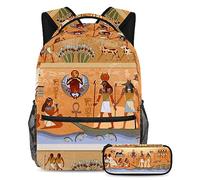VAPOKF Juego de mochila escolar para adolescentes y niños, mochila con estuche para lápices para la escuela, cultura egipcia, multicolor, Talla única, Juegos de mochilas escolares