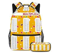 VAPOKF Juego de mochila escolar para adolescentes y niños, mochila para estudiantes con estuche para lápices para la escuela, tablas de multiplicar matemáticas, multicolor, Talla única, Juegos de