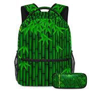 VAPOKF Juego de mochila escolar para adolescentes y niños, mochila para estudiantes con estuche para lápices para la escuela, patrón de plantas de Grenn, multicolor, Talla única, Juegos de mochilas