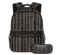 VAPOKF Juego de mochila escolar para adolescentes y niños, mochila para estudiantes con estuche para lápices para la escuela, tablas de multiplicar matemáticas, multicolor, Talla única, Juegos de