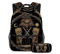 VAPOKF Juego de mochila escolar para adolescentes y niños, mochila para estudiantes con estuche para lápices para la escuela - Guerra de reyes esqueletos, multicolor, Talla única, Juegos de mochilas