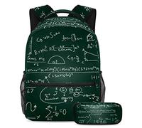 VAPOKF Juego de mochila escolar para adolescentes y niños, mochila para estudiantes con estuche para lápices para la escuela, fórmulas científicas dibujadas a mano, multicolor, Talla única, Juegos de