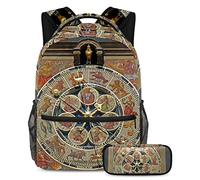 VAPOKF Juego de mochila escolar para adolescentes y niños, mochila para estudiantes con estuche para lápices para la escuela, reloj de arquitectura vintage, multicolor, Talla única, Juegos de mochilas