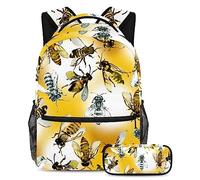 VAPOKF Juego de mochila escolar para adolescentes y niños, mochila para estudiantes con estuche para lápices para la escuela, abejas salvajes, multicolor, Talla única, Juegos de mochilas escolares