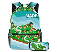 VAPOKF Juego de mochila escolar para adolescentes y niños, mochila para estudiantes con estuche para lápices para la escuela - Mapa de Madeira, multicolor, Talla única, Juegos de mochilas escolares