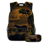 VAPOKF Juego de mochila escolar para adolescentes y niños, mochila para estudiantes con estuche para lápices para la escuela, caballo bajo la gloria, multicolor, Talla única, Juegos de mochilas