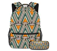 VAPOKF Juego de mochila escolar para adolescentes y niños, mochila para estudiantes con estuche para lápices para la escuela, patrón bohemio Tipi, multicolor, Talla única, Juegos de mochilas escolares