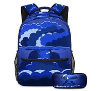 VAPOKF Juego de mochila escolar para adolescentes y niños, mochila para estudiantes con estuche para lápices para la escuela, nube de explosión impresionante azul, multicolor, Talla única, Juegos de